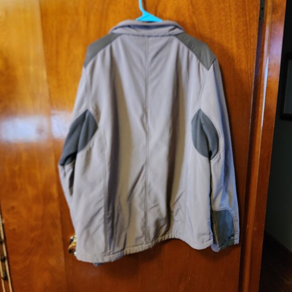 Men's 2XL Black Diamond Tan Fleece Lined Zip Up Soft Shell Jacket - Picture 10 of 10